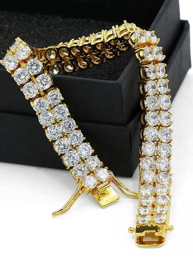 D色莫桑石双排钻四爪手链