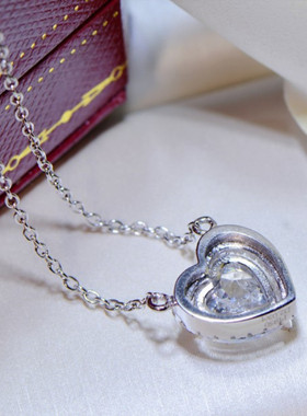 爱心围钻项链小众轻奢桃心