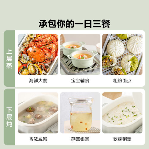 北鼎电蒸锅G56A多功能双层蒸炖锅家用隔水炖全自动预约台式电蒸箱 - 图2