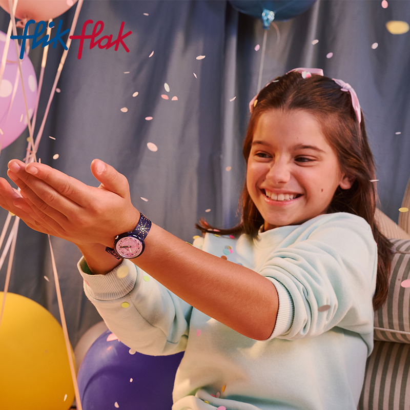Flik Flak飞菲瑞士璀璨派对满天星闪亮装饰儿童石英手表新年礼物,淘宝优惠券,粉丝福利购,淘宝优惠卷
