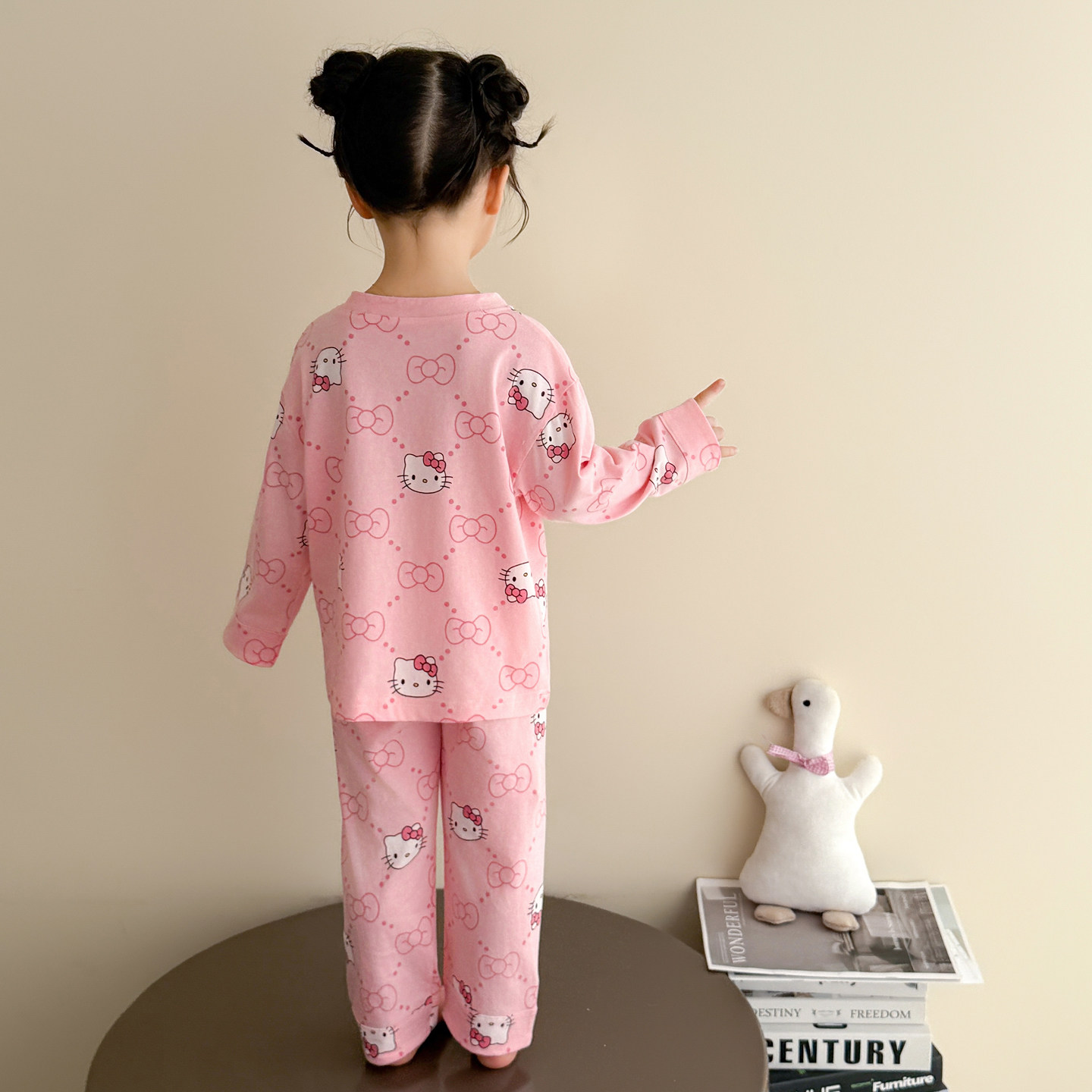 儿童睡衣女童春秋款长袖长裤2025年新款纯棉KT猫印花套装家居服,淘宝优惠券,粉丝福利购,淘宝优惠卷