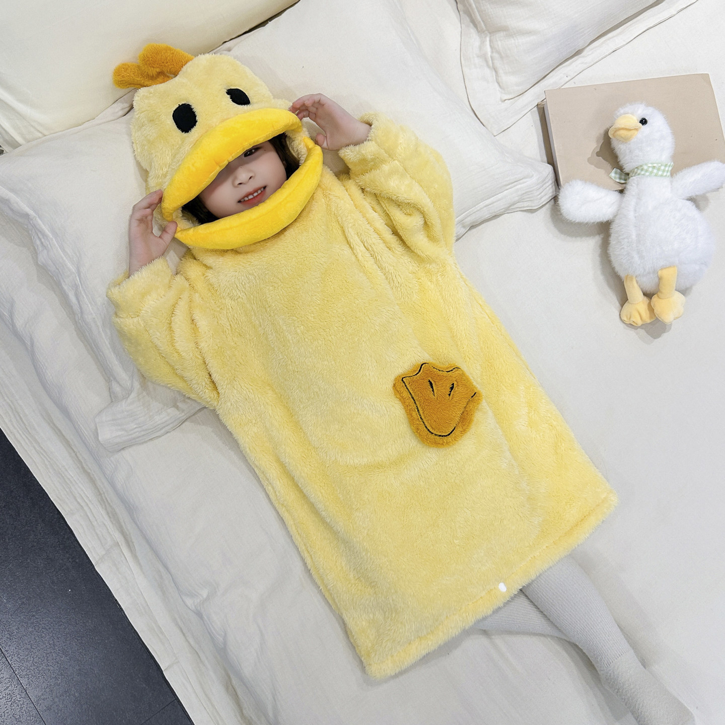 珊瑚绒女孩儿童男女童秋冬搞怪沙雕洋气睡裙睡袋可爱小黄鸭法兰绒,淘宝优惠券,粉丝福利购,淘宝优惠卷