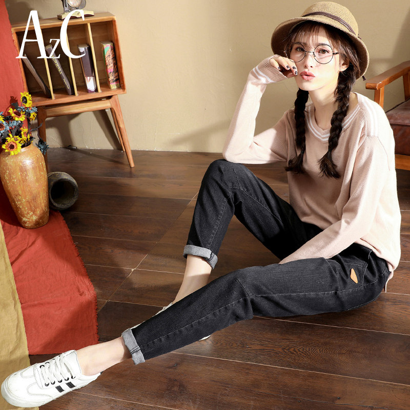 秋季外穿直筒老爹宽松加绒孕妇裤子 安智彩孕妇直筒裤