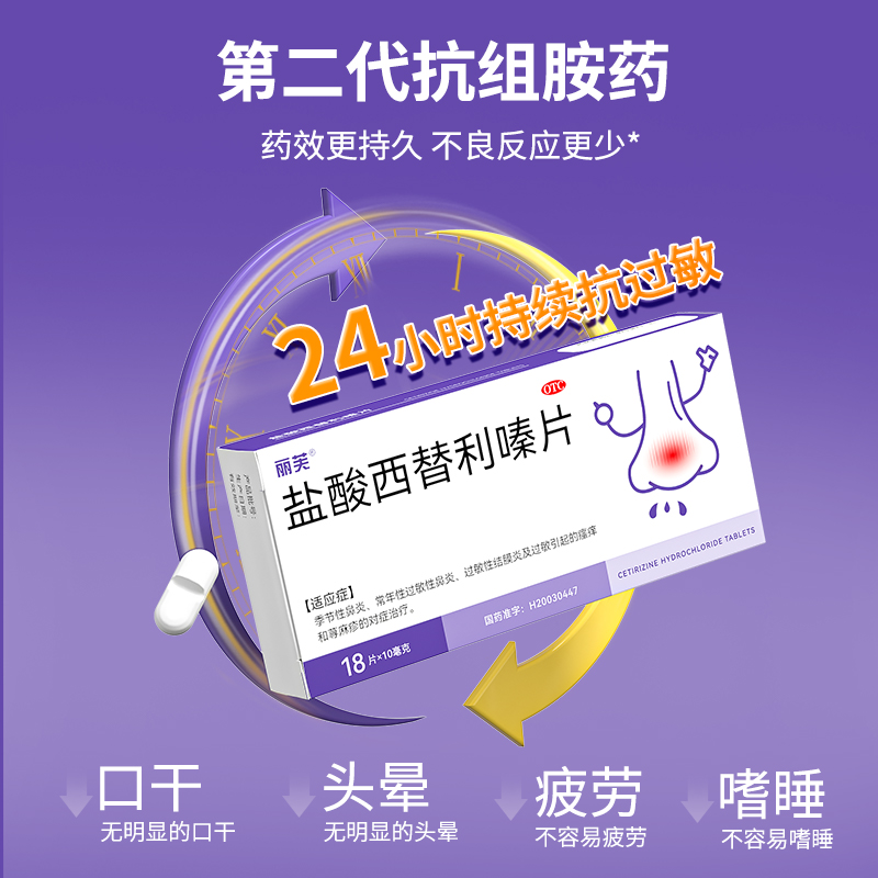 盐酸西替利嗪片旗舰店治疗过敏性鼻炎专用药鼻炎药官方旗舰店