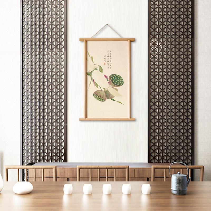 水墨宣言新中式花鸟挂画玄关墙饰装饰画茶室墙挂件走廊尽头墙画_虎窝淘