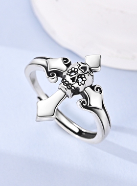 MYBEBOA美缤宝戒指女款2026新款骷髅十字开口可调节戒指独特漂亮