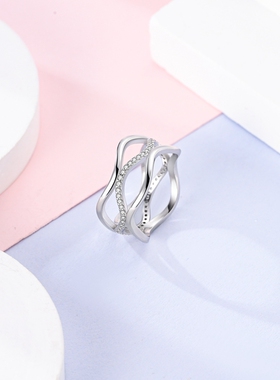 MYBEBOA美缤宝戒指女款2026新款闪耀多层波浪戒指独特漂亮