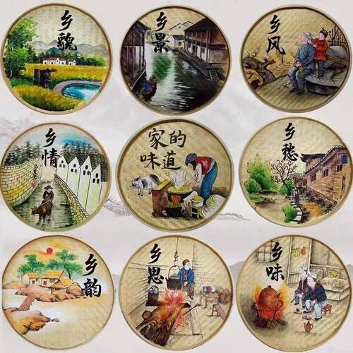 手工竹编竹制品农家圆形簸箕无孔竹筛子竹匾托盘幼儿园绘画装饰筐 - 图3