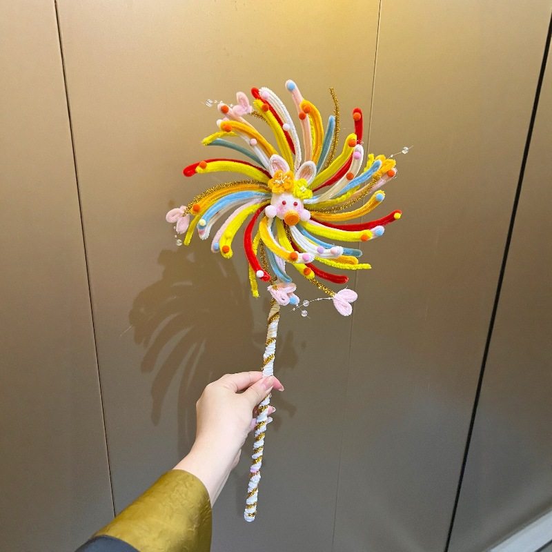 旋转烟花灯笼diy材料烟花小马旋转扭扭棒自制幼儿园元旦手工作品,淘宝优惠券,粉丝福利购,淘宝优惠卷