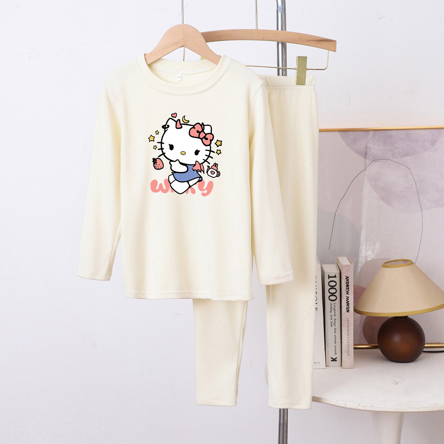 女童德绒睡衣套装秋冬加厚儿童洋气kt猫家居服宝宝秋衣秋裤两件套,淘宝优惠券,粉丝福利购,淘宝优惠卷