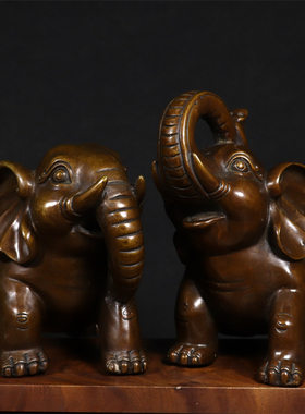 黄铜大象摆件吸水象吉象摆件吉祥如意公司前台办公桌收银台玄关放