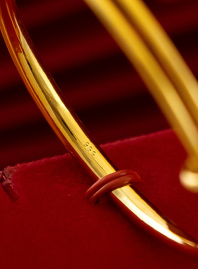 999纯金手镯24k黄金镯子光面推拉