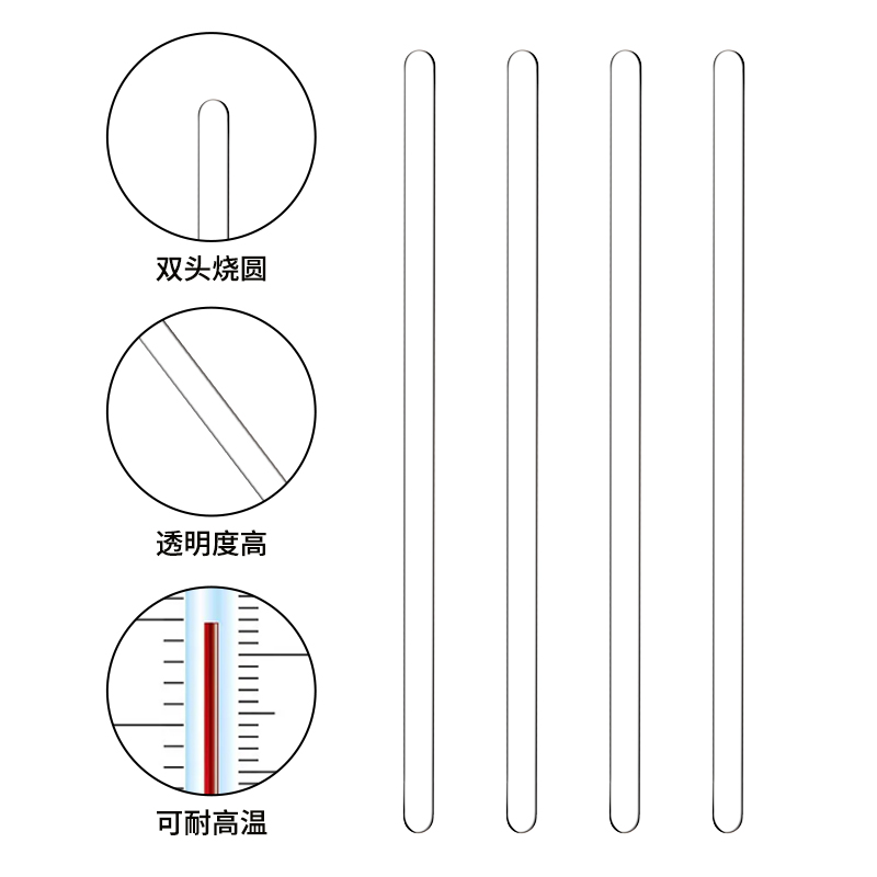 高硼硅 玻璃搅拌棒 玻璃棒引流棒导流棒 耐高温腐蚀直径5 6 7 8mm长度15 20 25 30 35 40cm教学实验室用品 - 图1