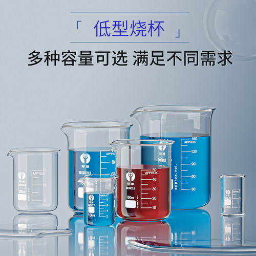 环球牌玻璃烧杯50 100 150 250 500 800 1000 2000 3000 5000ml毫升带把柄烧杯刻度杯化学器材实验室玻璃器皿 - 图3