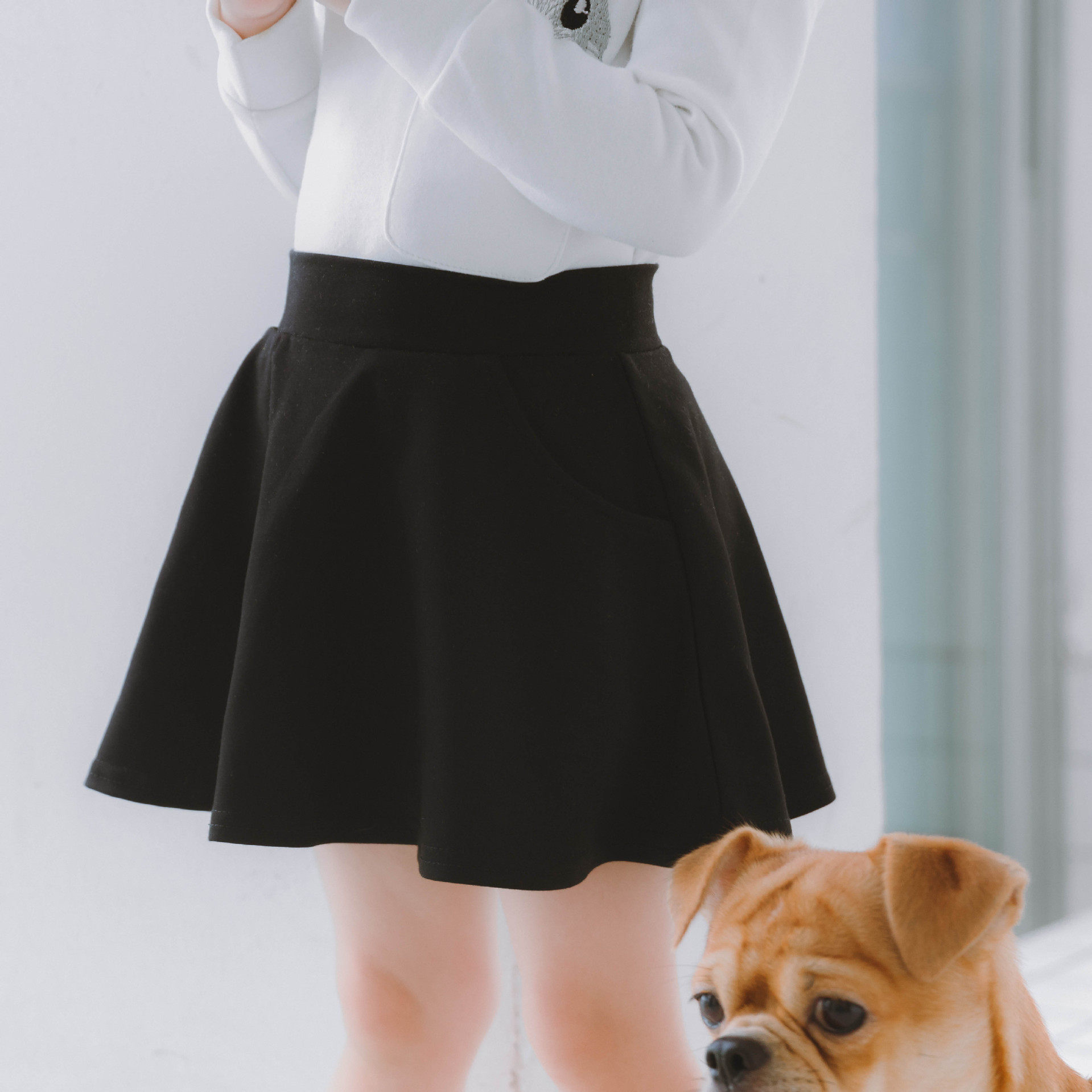 女童黑色百褶裙半身裙a字裙短裙节目表演出校服园服童装学生裙