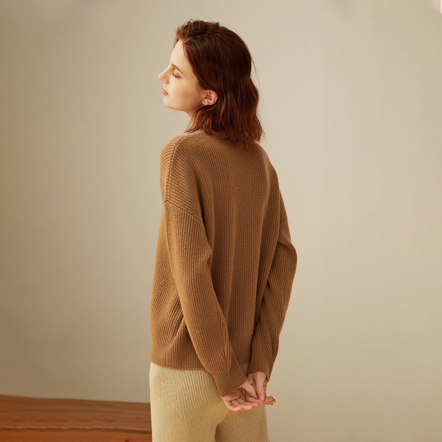 鹿王100%羊绒衫女士半高领变化组织毛衣保暖宽松加厚套衫秋冬新款,淘宝优惠券,粉丝福利购,淘宝优惠卷