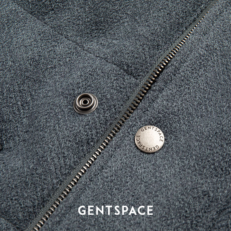 GENTSPACE 2023秋冬新品浅灰绿毛巾布拼接立领羽绒背心-图3