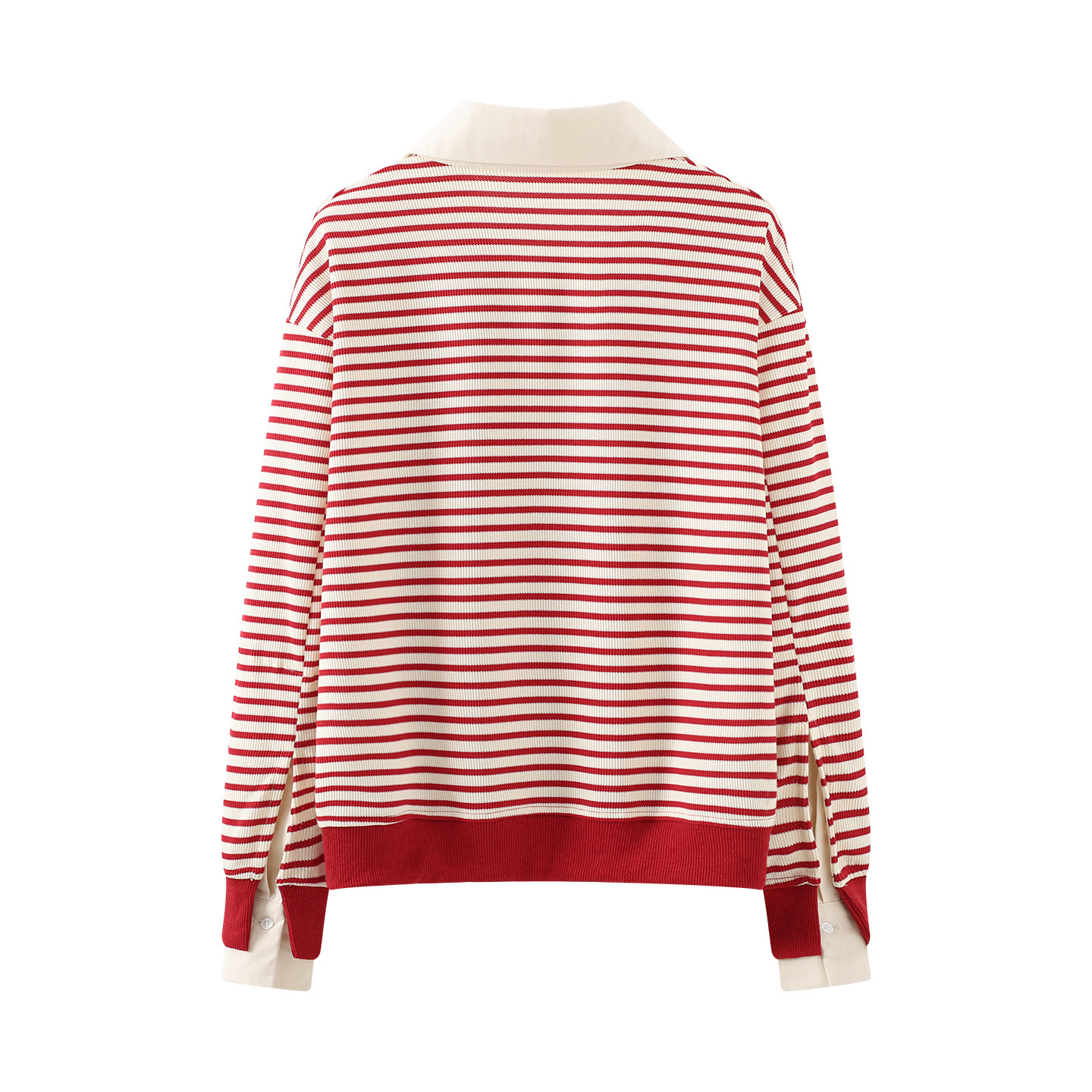 学院风新年红条纹polo领卫衣女2026春季新款翻领宽松显瘦长袖上衣,淘宝优惠券,粉丝福利购,淘宝优惠卷