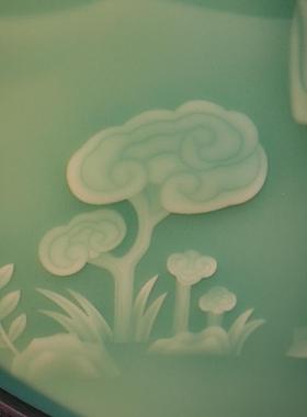 龙泉窑青瓷灵芝献瑞青壁国风摆件玄关客厅装饰品乔迁礼品定制