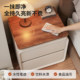 Bedside table for home bedroom solid wood cat scratch leather light luxury style