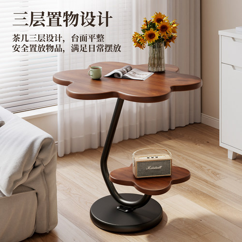 沙发边几家用卧室客厅小茶几床头柜阳台小圆桌复古风小桌子置物架 - 图2