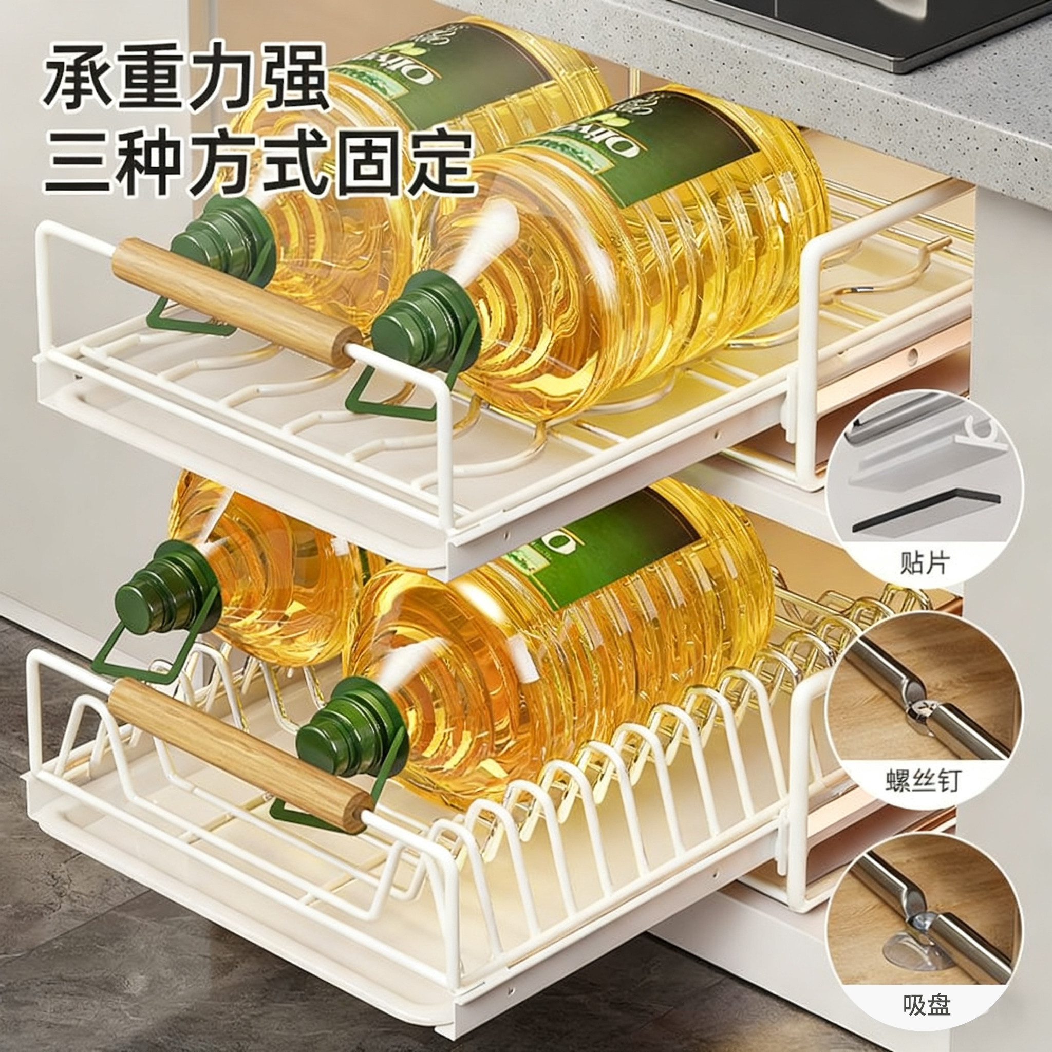 厨房碗碟收纳架橱柜内置物架抽屉式拉篮抽拉沥水放碗架碗盘收纳架,淘宝优惠券,粉丝福利购,淘宝优惠卷