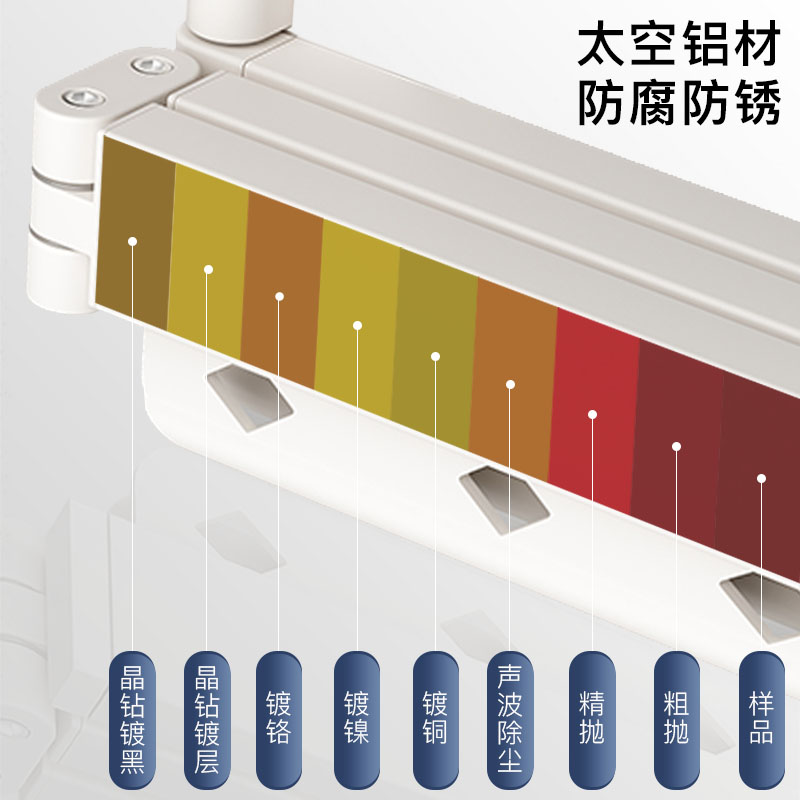 吸盘折叠晾衣架阳台家用隐形伸缩晾衣杆室内免打孔飘窗晒被架神器 - 图1