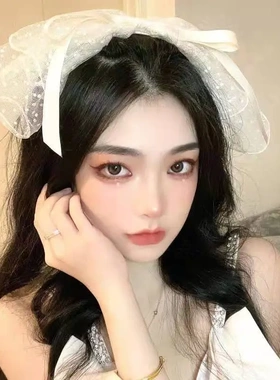 白色蕾丝头纱大蝴蝶结发夹顶夹后脑勺夹子森系超仙发卡网纱发饰女
