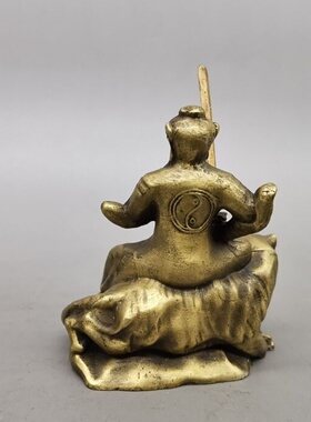 古玩黄铜武财神家居摆件仿古做旧黄铜武财神小摆设工艺品