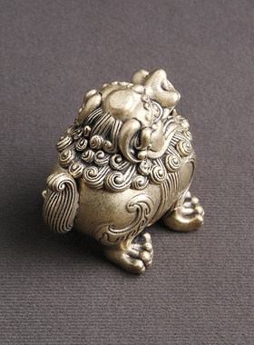 黄铜仿古瑞兽麒麟檀香熏香炉朝天吼招财家居工艺品摆件文玩老铜器
