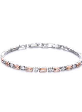 清冷感湖蓝色方块排钻手链韩系简约高级感百搭手饰女