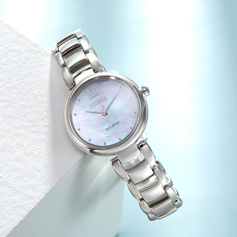 西铁城Hebe同款光动能花语风吟贝母盘钢带手表女表EM0530-81D礼物 西铁城Hebe同款光动能花语风吟贝母盘钢带手表女表EM0530-81D礼物