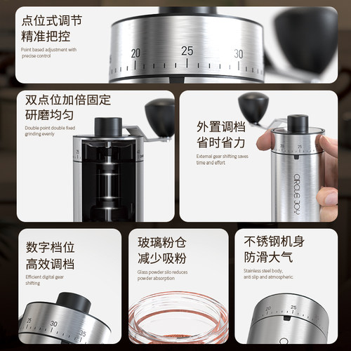 圆乐手摇磨豆机咖啡豆研磨机咖啡手动磨粉手冲器具家用手磨咖啡机 - 图0