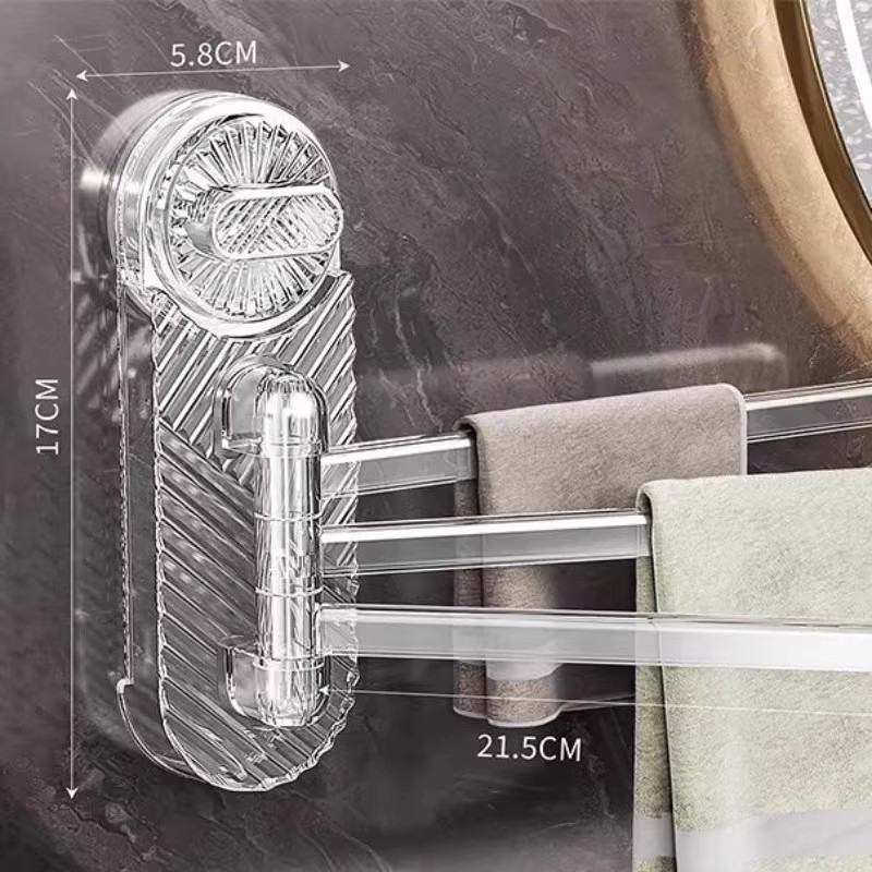 吸盘厨房抹布架置物架多杆可旋转沥水架壁挂上墙毛巾架配菜备菜盘 - 图3