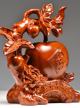 花梨木雕苹果摆件红木质平安果富贵平安家居客厅电视柜装饰送礼品