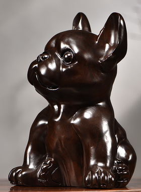 黑檀木雕狗摆件十二生肖狗实木家居客厅电视柜办公装饰红木工艺品