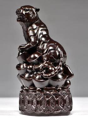 黑檀木雕虎摆件实木质虎生肖虎