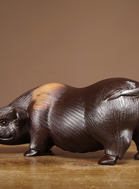 黑檀木可爱猪家居客厅工艺礼品