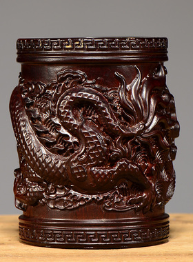 黑檀木笔筒雕刻商务送礼工艺品