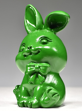 绿色木质兔子摆件实木生肖兔