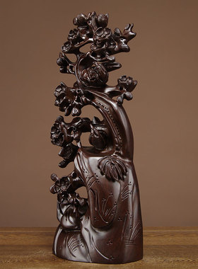 实木雕刻喜上眉梢玄关工艺礼品