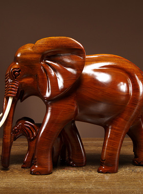 木雕家居客厅电视柜大象摆件