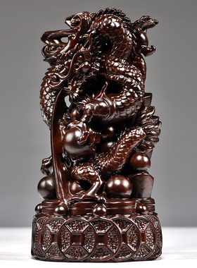 木雕龙客厅摆件实木木龙工艺品