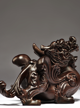 一对皮丘汽车饰品红木貔貅摆件