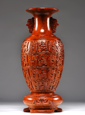 雕刻插花实木乔迁送礼家居装饰