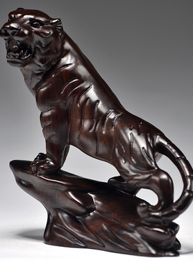 黑檀木雕老虎摆件实木质虎生肖虎