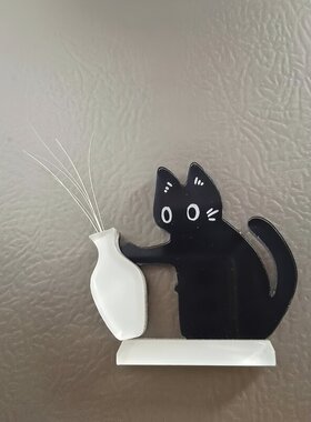 猫胡子收纳冰箱贴亚克力磁吸立牌可爱收纳瓶好运瓶家居小装饰品