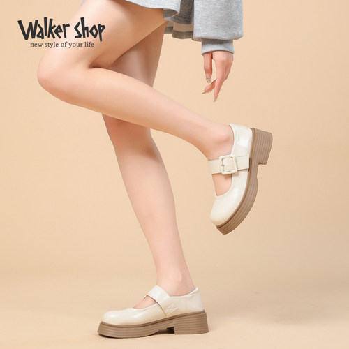 Walker Shop厚底玛丽珍鞋女春夏浅口小皮鞋女仙女风配裙子女单鞋-图0
