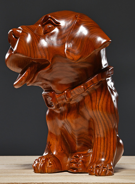 花梨木雕狗摆件实木雕刻