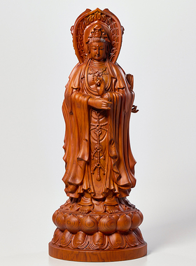 三面雕刻大厅三面观音菩萨花梨木